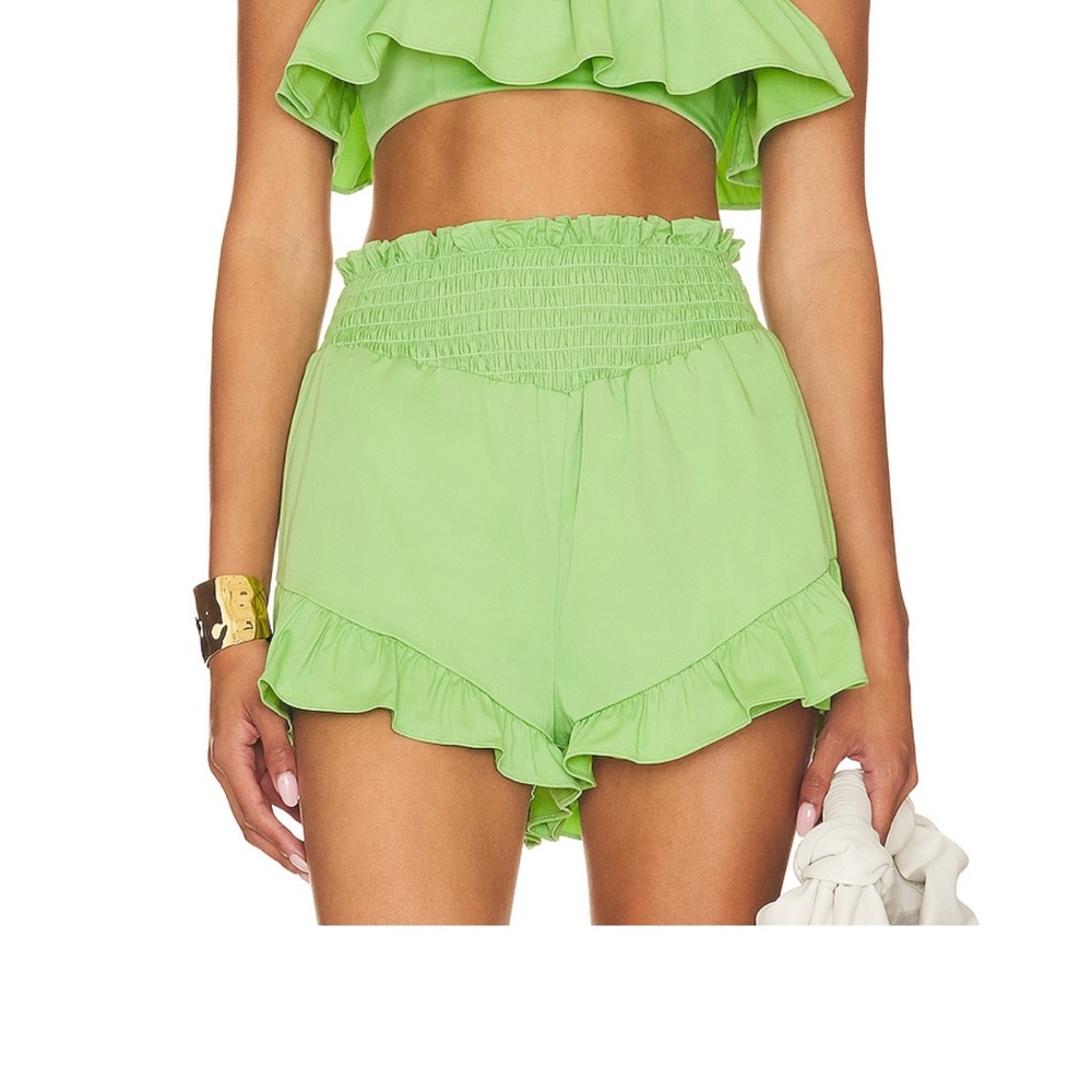 Lime Green Ruffle high waisted shorts